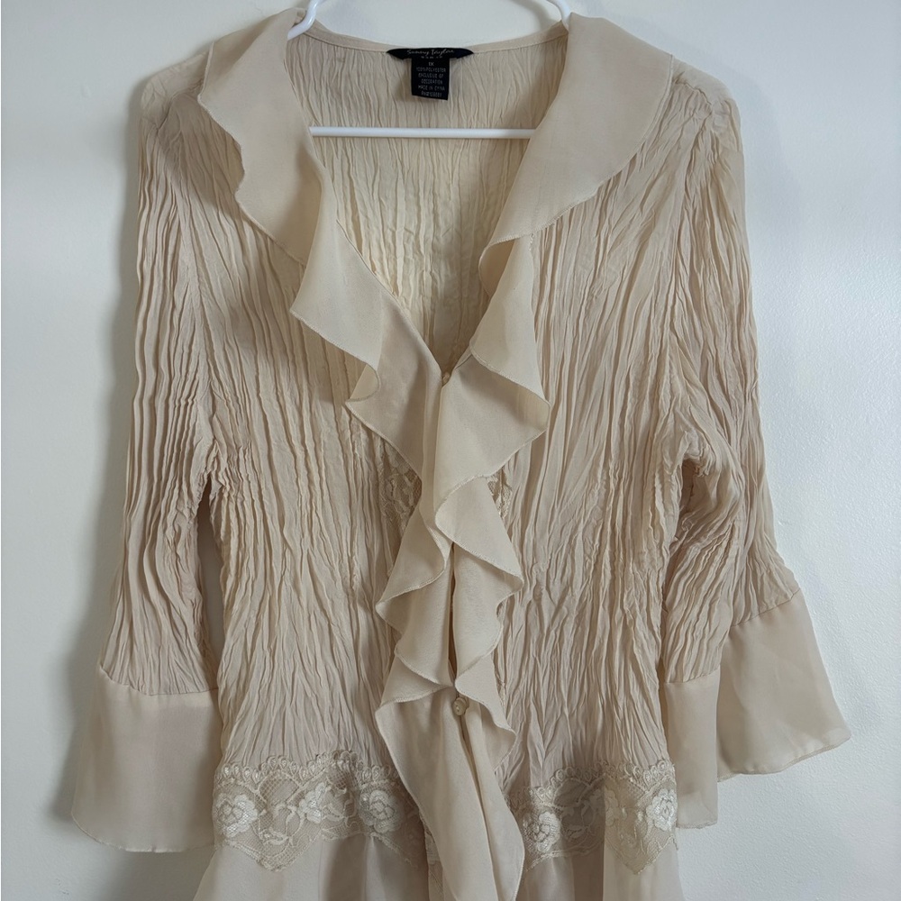 Sunny Taylor Women’s Button Up Ivory Lace Blouse Size 1X